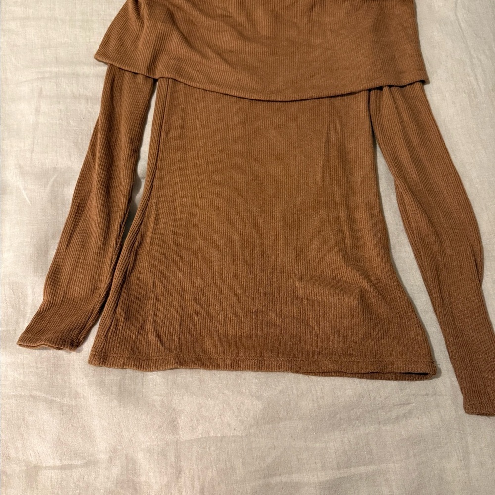Enza Costa Off-Shoulder Brown Sweater SIZE S